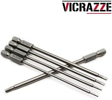 Vicrazee 1.27 1,5 2,0 2,5 3,0 mm Hex Hex Head Allen Chain Bit Bit Set S2 Steel 1/4 HEX Shank 4,3 Longo para Kit de Ferramentas