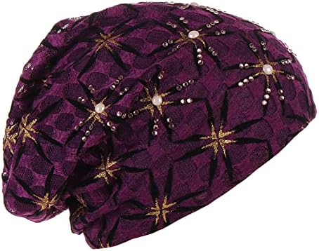 Cap de turbante vintage Mulheres de flores lenço de chapéu de chapéu de chapéu de gorro desleixado com câncer de câncer leve Muslim Turban