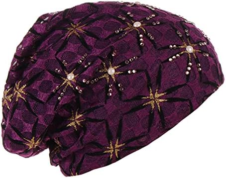 Cap de turbante vintage Mulheres de flores lenço de chapéu de chapéu de chapéu de gorro desleixado com câncer de câncer