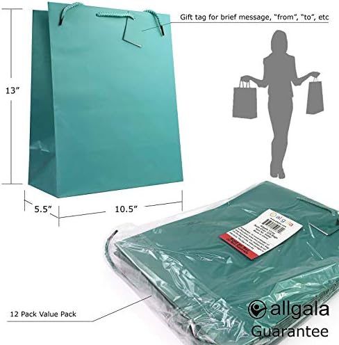 Allgala 12pk Valor Premium Solid Color Paper Sacos de presente -13 Grande
