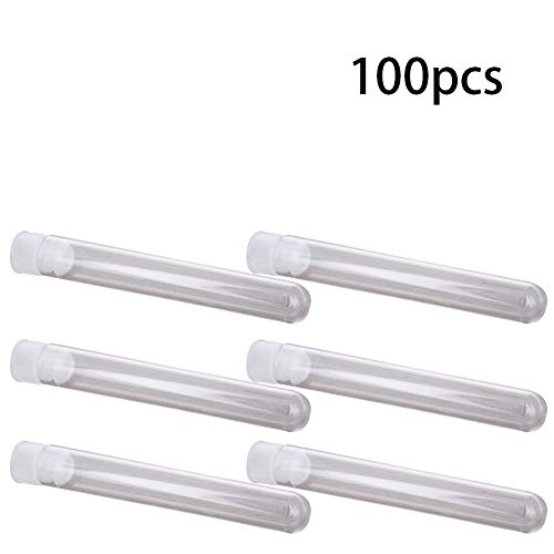 Bettomshin 100pcs Tubos de teste de plástico com tampa de teste de tampa branca Mini TUBE 3,94 x 0,63 Contêiner de armazenamento para contas de amostra de amostra de amostra de levedura