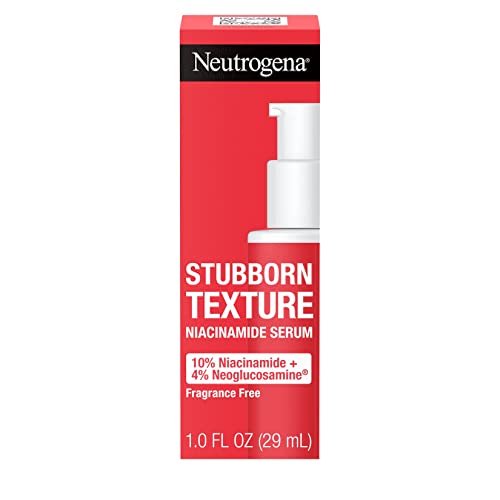 A textura teimosa de neutrogena soro recapeing com 10% de niacinamida e 4% de neoglucosamina projetada para propensa a acne, melhora