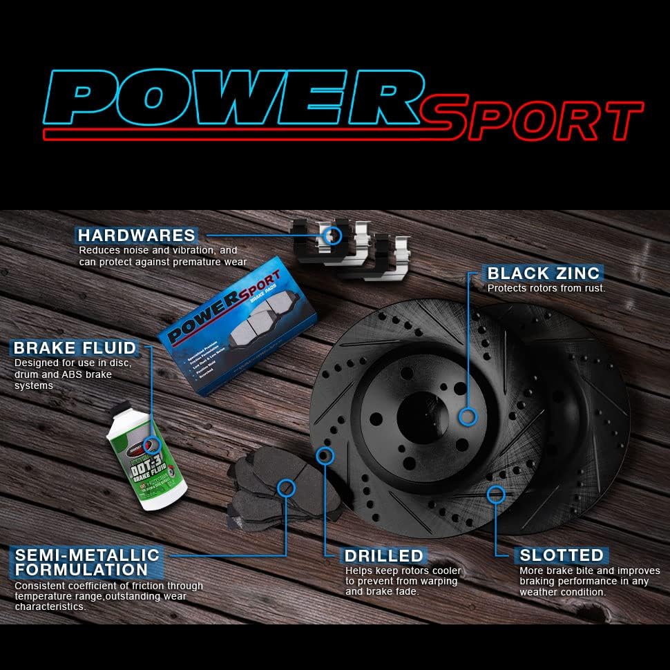 Kit de freios e rotores do esporte de energia Power | pastilhas de freio dianteiras | Rotores e almofadas de freio | Pachotas de