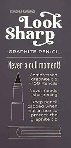 Snifty Look Sharp Sempre Pen Sharp Pen • CIL - Dica de grafite compactada é igual a 100 lápis - barril de metal cinza + tampa