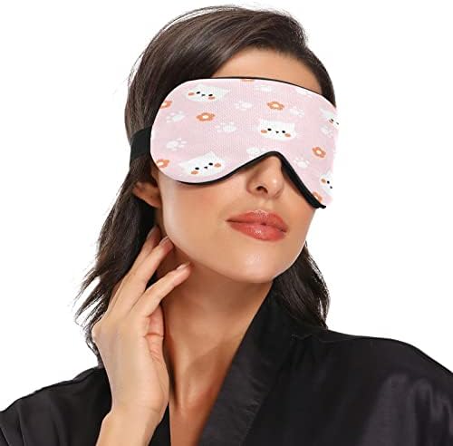 Máscara de sono de flor de gato rosa para homens homens suaves confortáveis ​​bloqueando máscara de olho noturna