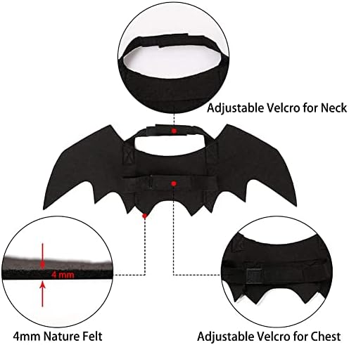 Fantasia de morcego de halloween lkex com trela de gato gato asas de pet asas de roupas de vestuário engraçado vestido de roupa de vestuário para festa de cosplay l