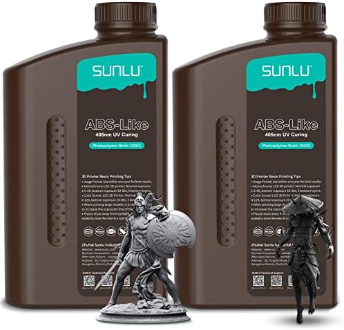 SUNLU 2 kg*2 garrafas resin 3D do tipo ABS, resina 3D de fotopolímero de cura UV de 405 nm para impressoras 3D 4K 8K 8K LCD/DLP/SLA