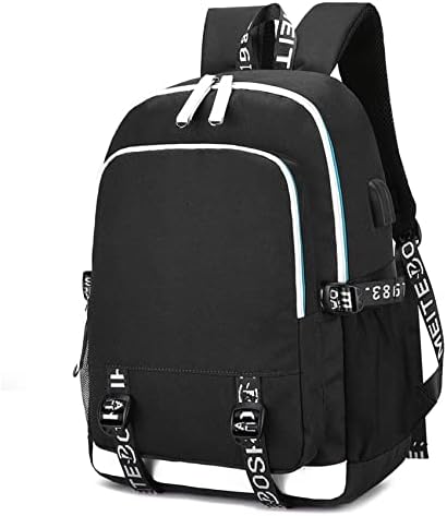 Gengx Kids Student Messi Bookbag PSG School Backpack com USB Charging Port Casual Travel Kaps para ao ar livre, viagem