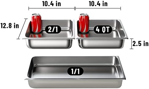 WantJoin 1/2 tamanho de tabela de vapor de meio tamanho, 6-pacote de 2,5 polegadas de restaurante de restaurante a vapor