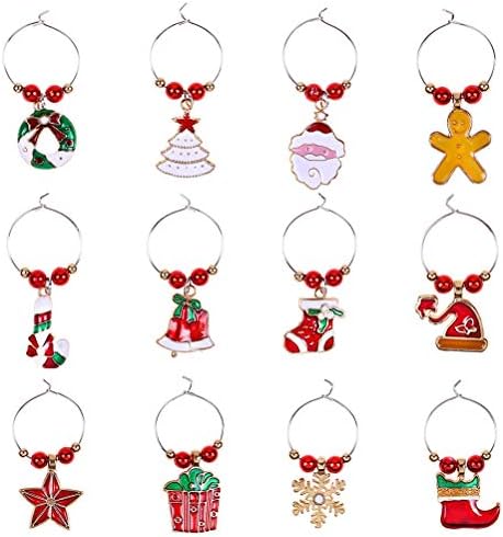 Aboofan 12pcs de festa de natal pendente de vidro de vidro copo de copo de metal anel decorações de halloween decoração