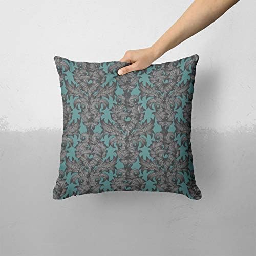 Padrão de folhagem de folhas de folhas de teal iirov - decoração decorativa personalizada de casa interna ou externa Tampa de travesseiro PLUS CUSHION STEF para sofá, cama ou sofá