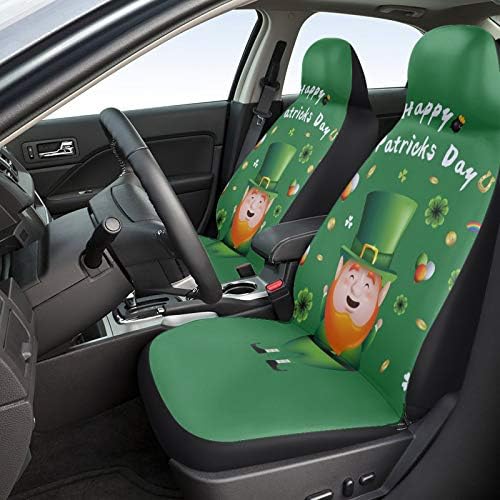 Youngkids St Patricks Day Gnomos Clover Print Car Seat Capas de 2 peças Conjunto de carros frontais universa