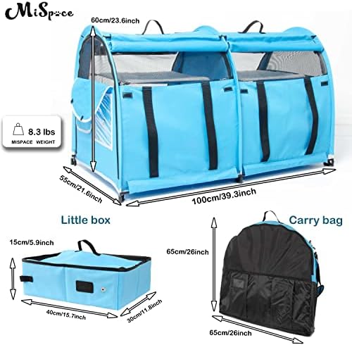 MISPACE portátil 2 portadores de animais de estimação para gatos condomínio de gato colapsível para viagens de carro Kennel