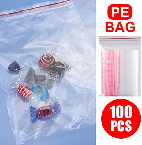 Shusuen 100 pcs sacos plásticos transparentes Bolsa selada Bolsa de ziplock espessada transparente com zíper de vedação de travamento