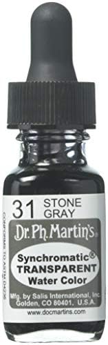 Dr. Ph. Martin Syncromatic Transparent Water Color Watercolor Bottle, 0,5 oz, cinza de pedra, 1 garrafa