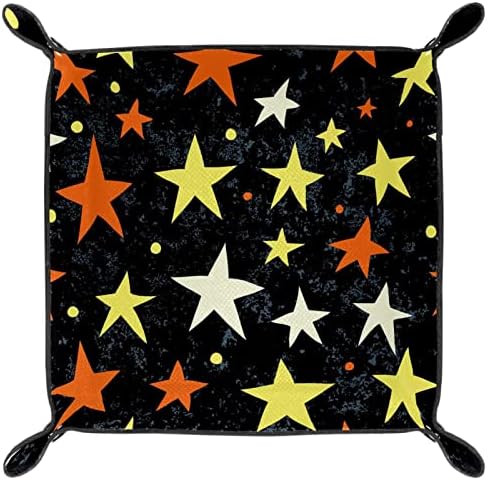 Lyetny amarelo branco laranja estrela padrão noturno viajando bandeja de cabeceira de cabeceira de cabeceira de beira de cabeceira de jóias para a caixa de moedas da carteira de chave