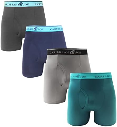 Caribe Joe Mens 4 -Pack Micro Modal Boxer Briefs, Boisture Wicking Boxers, roupas íntimas masculinas - cores variadas