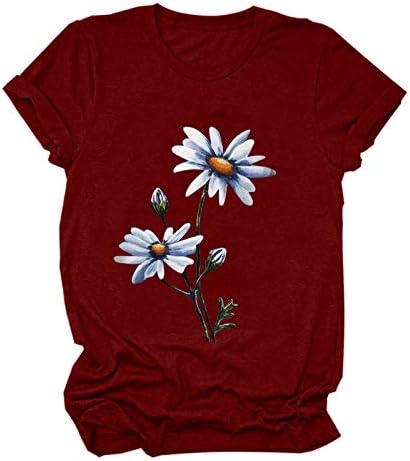 Camisetas tshirts de grandes dimensões para mulheres, margarida camisetas gráficas de flores curtas camisa inspiradora