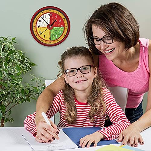 Choice do professor Relógio educacional de parede de várias cores | Operação silenciosa - tempo ensinando relógio perfeito para salas de aula e quartos infantis