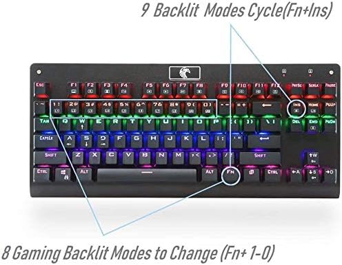 Granvela MechanicalEgle Z-77 Teclado mecânico | Painel de alumínio | Clicky Blue Switches | Rainbow LED LIGADA |