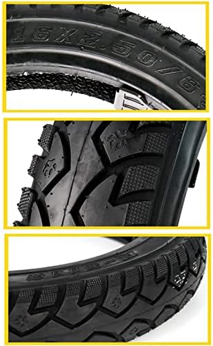 Uziah Electric Scooter Tire Adult, 16 polegadas 16x2.50 Pneus de vácuo à prova de punção, sem tubo, com bico de gás