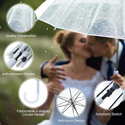 20 Pacote guarda -chuvas de casamento com Jubla grande no gancho de gancho guarda -chuva grande guarda -chuva de bolha para