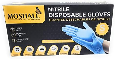 Moshall- 100pcs Luvas nitrônicas, luvas descartáveis, livre de pó, livre de látex, cozinha e alimentos não esterilizados.