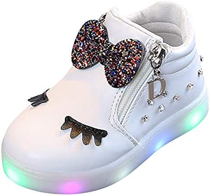 Crianças meninos meninos tênis de tênis de corrida crianças crianças lideradas tênis luminosos leves Crystal Bowknot Sapatos esportivos casuais. /