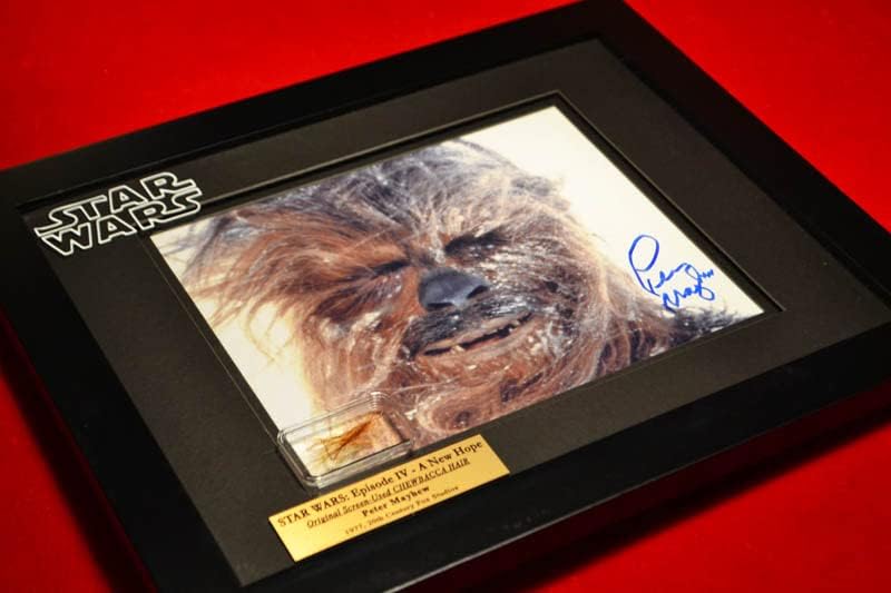 Prop Chewbacca Hair Screen Usado, assinado Peter Mayhew Autographed Photo + um bônus !!! Um pedaço do suporte de Estrela