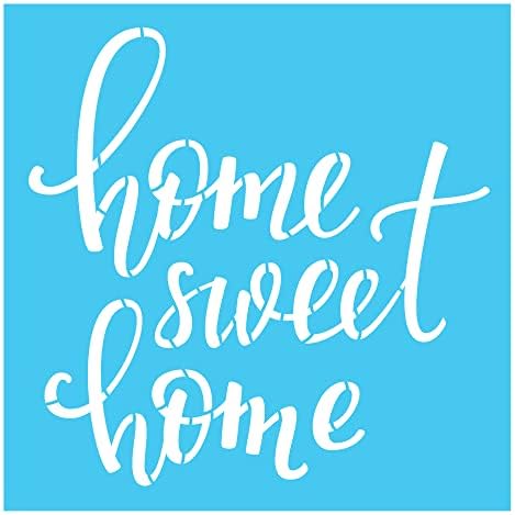 Estêncil - Home Sweet Home Caligraphy Best Vinyl Grandes estênceis para pintar em madeira, tela, parede, etc. Multipack | Material de cor branca de grau Ultra Show de grau