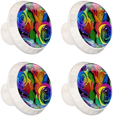 Idealiy Multicolor Roses Porta Gaveta Pull Handle Decoração de móveis para cabine de cozinha penteadeira penteada