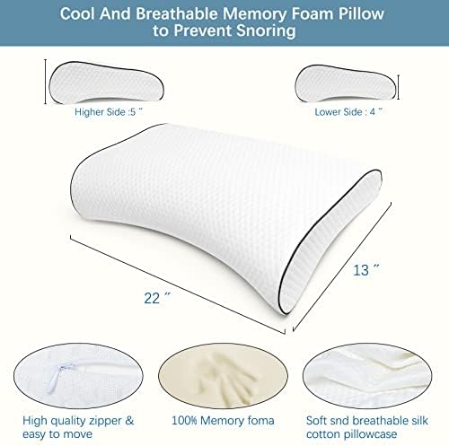 Almofado de espuma de memória de resfriamento KeepMov: travesseiro ergonômico cervical para dor no pescoço e no ombro - travesseiros