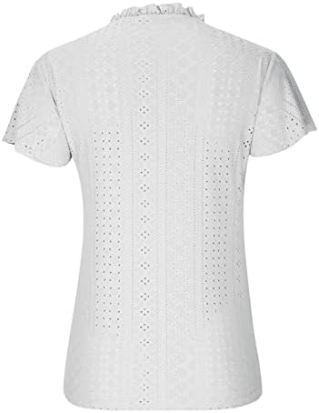 Camisas femininas Casual Casual Casual Tops Tops Summer Moda de cor sólida V Camisetas de pescoço Blusa Pullover