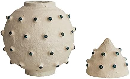 Cooperativo criativo de papel de formato organicamente recipiente com tampa e design de marmore, decoração de marfim