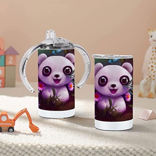 Copo com canudinho de arte panda - copo de canudinho bebê impresso - copo de canudinho de desenho animado