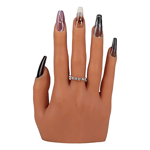 Practice mão para acrílico Nails Prática de silicone Hand com unhas inseríveis Perfeita para iniciantes de unhas/salão de unhas Artistas color4# mão direita