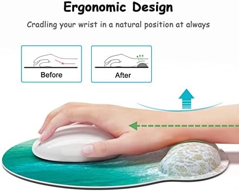 ATufsuat ergonômico mouse almofada com suporte de pulso, cotonete de espuma de memória de memória de praia Pontos de mouse de