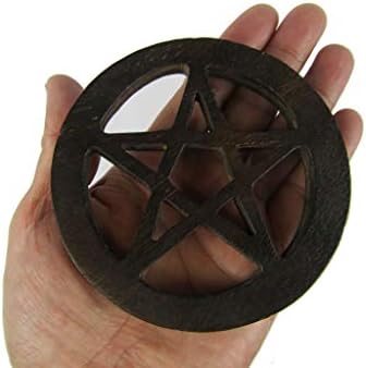 Circuitoffice Pentagrama Altar de madeira, 4 , cor marrom, para Wicca, pagã, altares, rituais ou decoração
