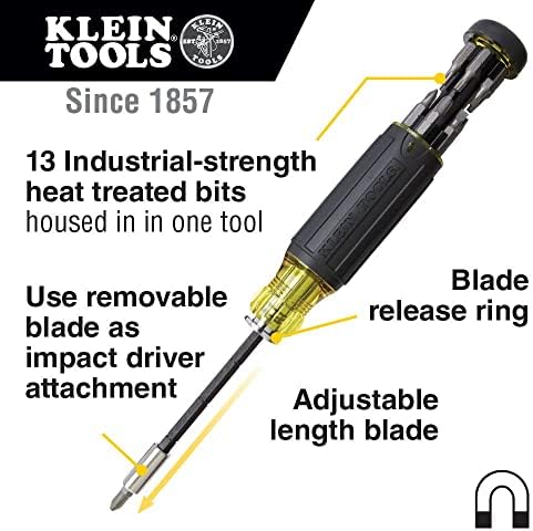 Klein Tools 32303 Chave de fenda multi-bit / porca, impacto classificado 14 em 1 Chave de fenda magnética Phillips, fenda,