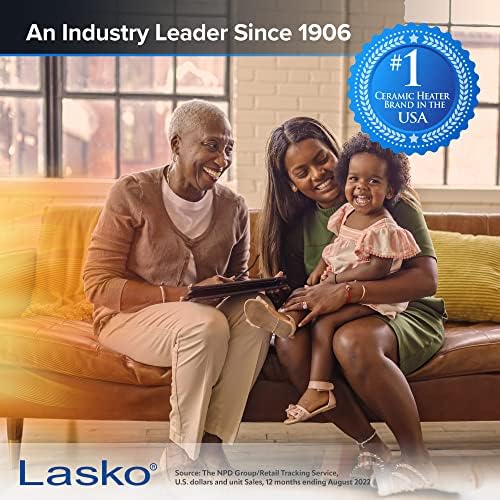 Lasko CD08200 Pequeno aquecedor de espaço portátil de cerâmica, aquecedor de torâmica branco e 29 ”para salas grandes, proteção