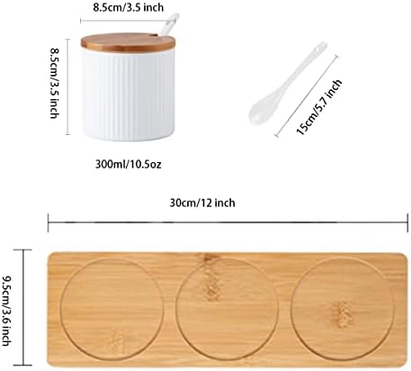 Hwagui - recipientes de condimentos de vidro com colher e bandeja de tampas, suporte de sal e tigelas de pimenta, frascos de