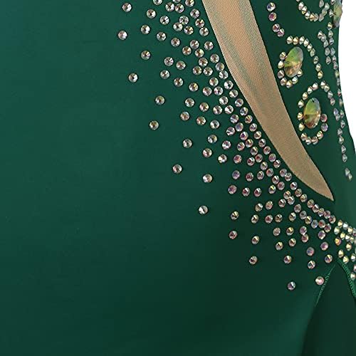 Vestido de competição de dança latina de borla verde nakokou para mulheres