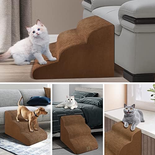 3 escadas de cães de espuma de camada para sofá alto sofá -cama, segura até 60 libras, espuma de alta densidade escadas para interno, escada de cã