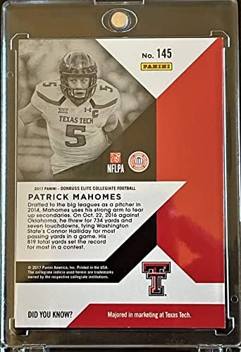 2017 Panini Donruss Elite Patrick Mahomes II Cartão de estreia de futebol - Orange Parallel - Texas Tech Red Raiders