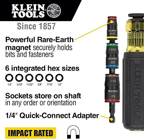 Klein Tools 32288 Chave de fenda isolada, conjunto de chave de fenda de 8 em 1 e 32900 Driver de impacto, 7 em 1 Soquete de flip