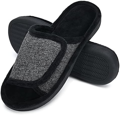 DL Slippers de Memória Ajustável de Memória, Flipers de Casa Aberta para Homem para Homens Comfy Indoor Outdoor, Cozida Slide Slide Slide Slippers Tamanho 7-14 Black Navy Brown Brown Brown marrom