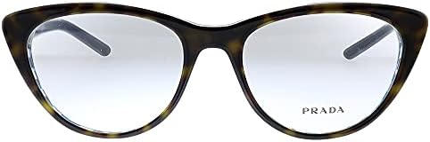 Prada Millennials PR 05xv 5121o1 Havana Blue Chess Chess Plástico Olhos de olho de gato 51mm