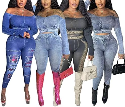 Roupas de duas peças para mulheres de manga longa sexy fora da colheita de ombro Top Bodycon Long Pants Set GonSoit Clubwear