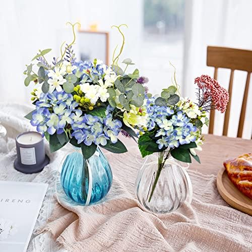 Flores artificiais de Hydrangea carfoeny -2 Pacote buquês de seda fofos de seda para a mesa de casa Centerpieces festas de casamento