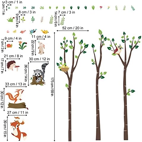 Maravoratório, árvore grande e floresta adesivos de parede de animais esquilo descascam a coruja e decalques de arte da parede para